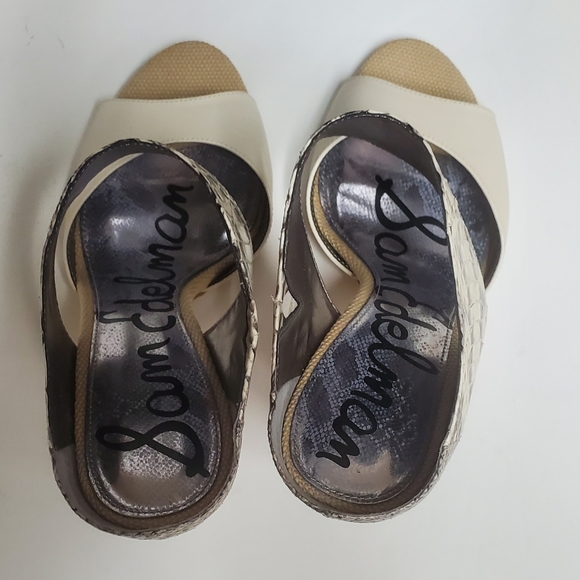 Sam Edelman Scotti Ivory Leather Snake Skin Sandals 8.5" - Picture 8 of 12